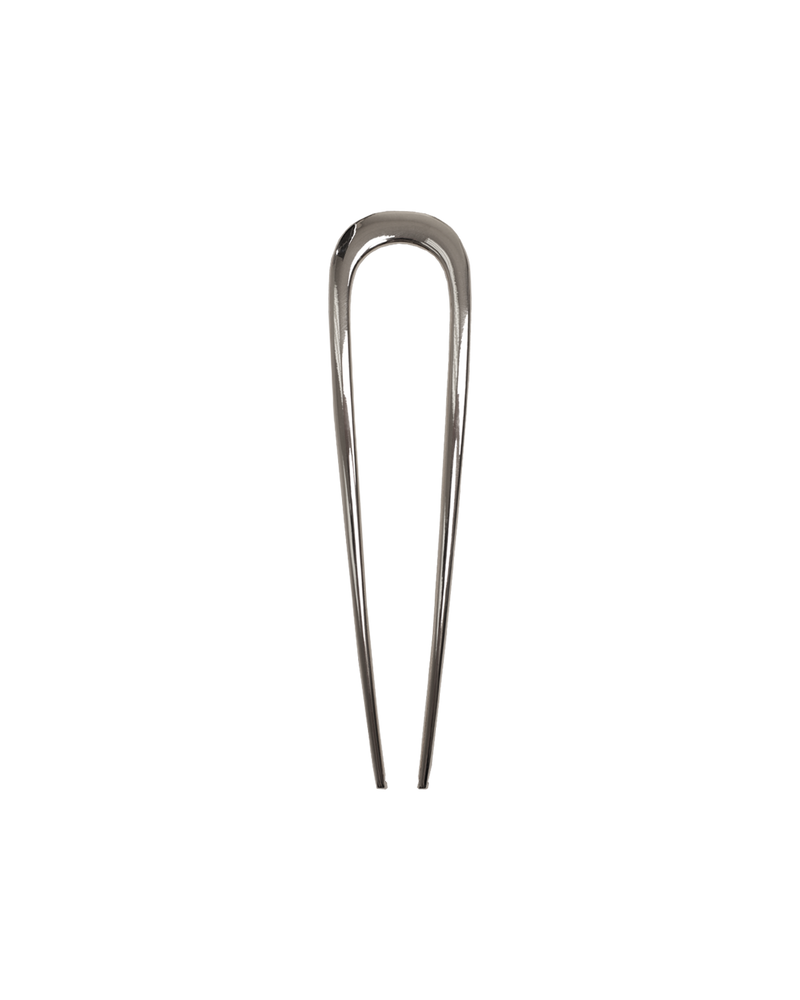 FRENCHIE HAIR PIN SILVER | Chromatic gold hair pin is a summer essential for putting half a head of hair up on the go. See details below of how we recommend using this pin.