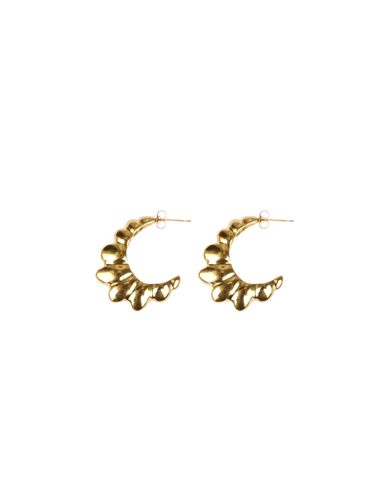 GEMINI EARRING GOLD | Gold croissant style hoop earrings. The perfect statement accessory.