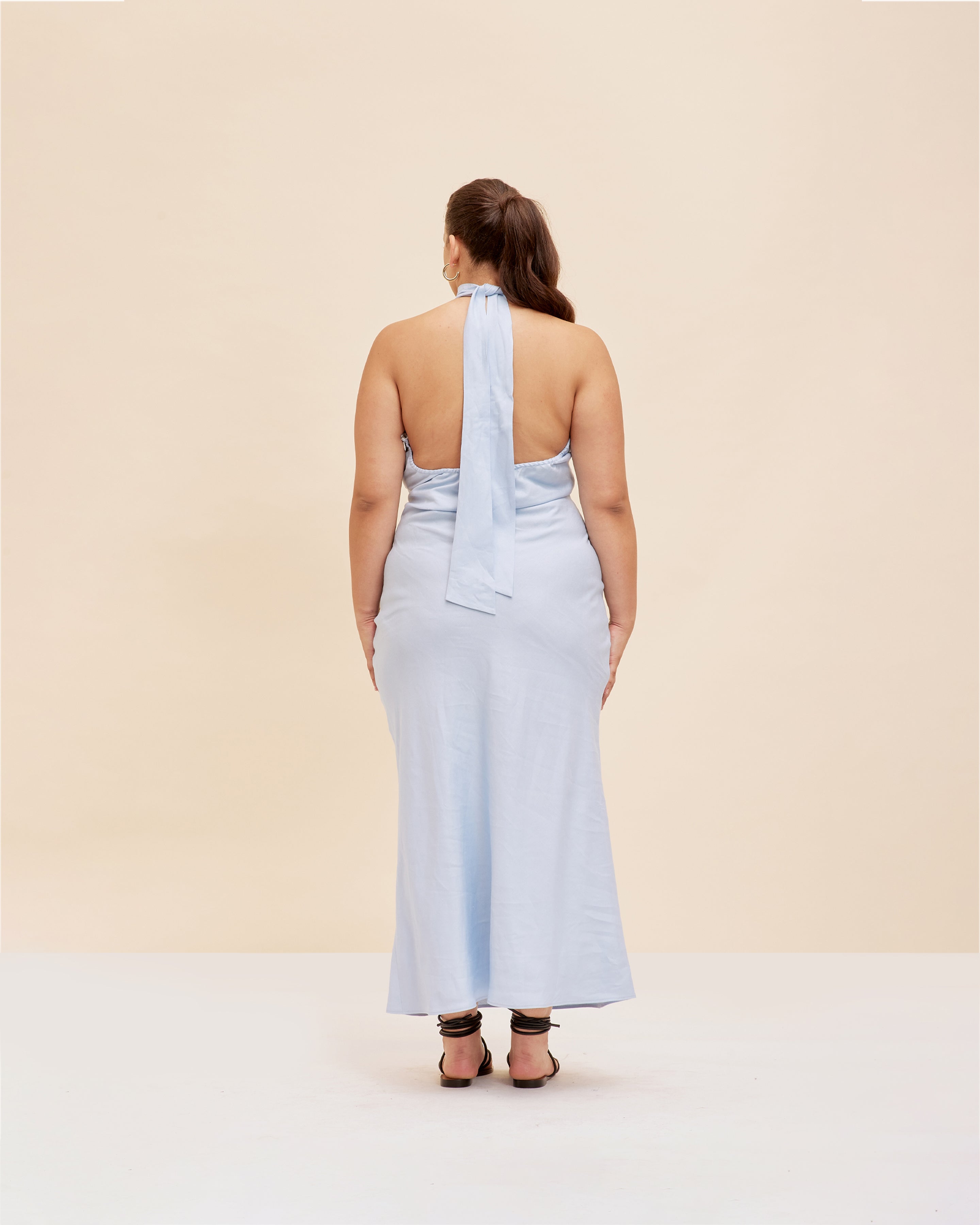 Baby blue halter hot sale dress