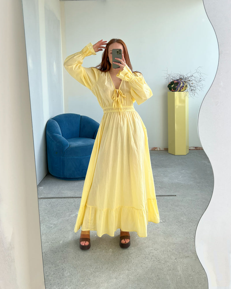 RSR SAMPLE 3175 HANNA MAXI DRESS | RUBY Sample Hanna Maxi Dress in lemon. Size 8. One available. Dani usually wears a size 8.