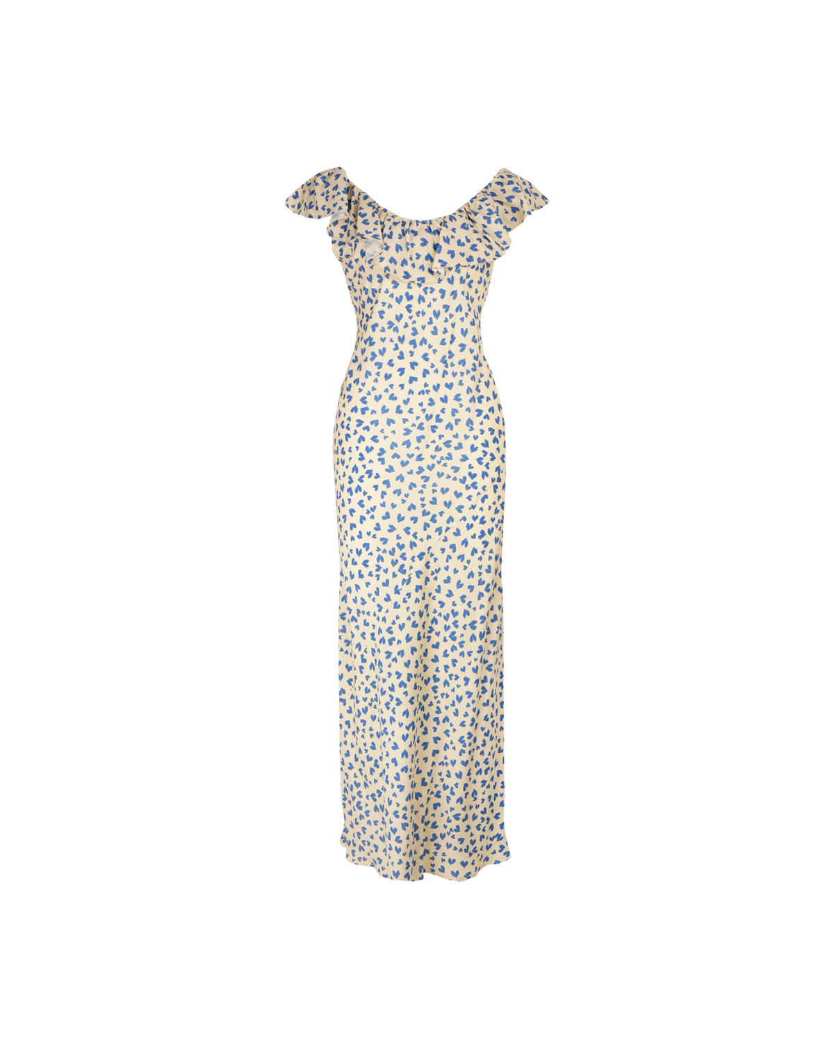 HAZEL RUFFLE DRESS BLUE SCATTER HEARTS | RUBY HAZEL RUFFLE DRESS BLUE SCATTER HEARTS | RUBY