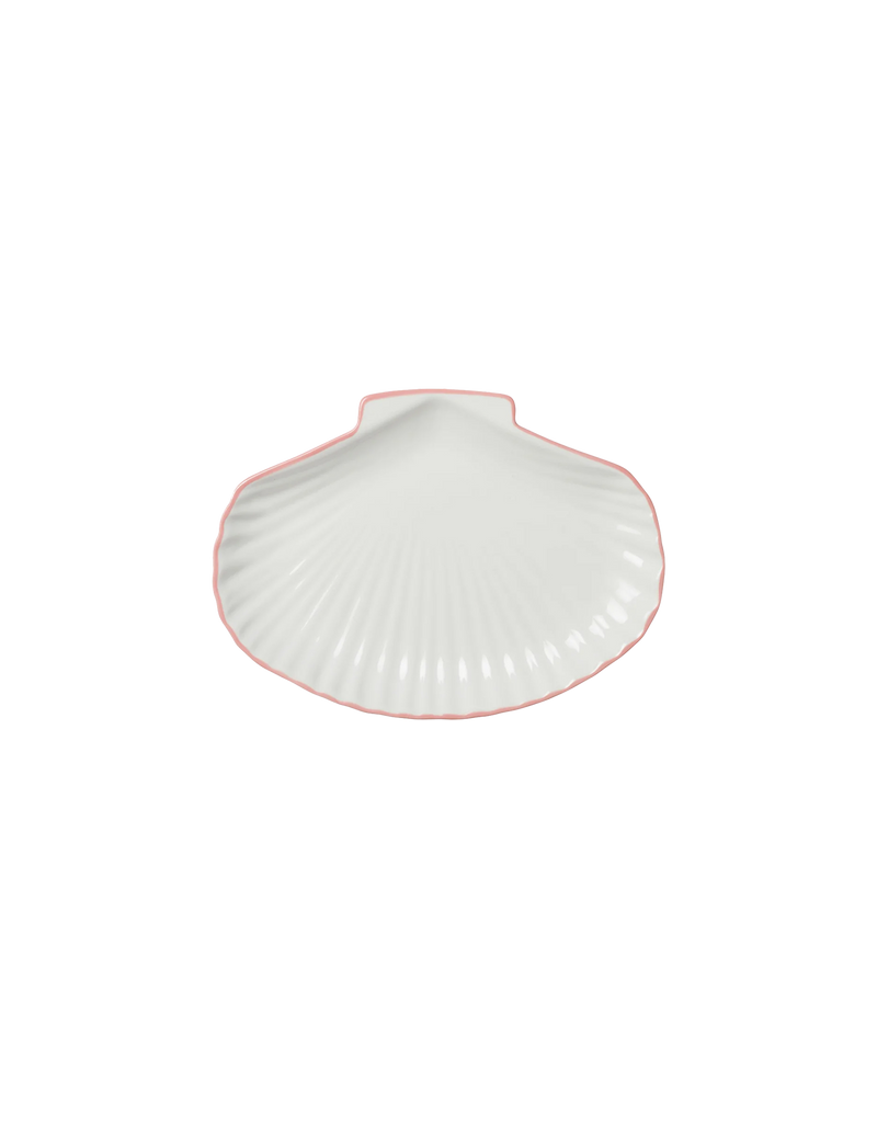 SHELL SHAPED PLATE WHITE PINK | Shell shaped ceramic plate. Use this to serve your sides on, desserts or as a home accent - think trinket tray.