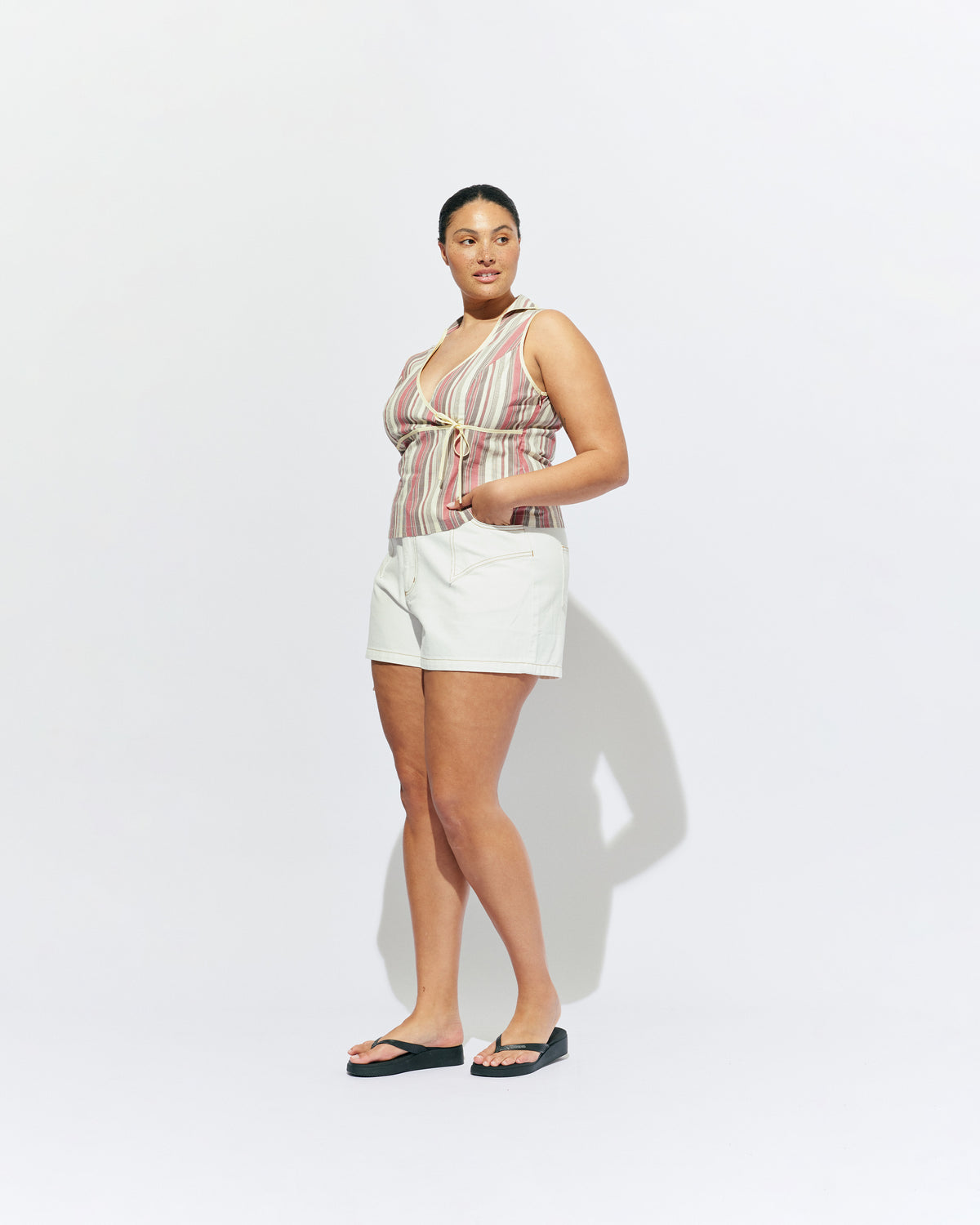 CLOVER DENIM SHORT WHITE | Our classic high waisted denim short in white, made in a soft washed denim, ready for easy strides and warm weather. It isn't a Rubette summer without the Clover Short. 
