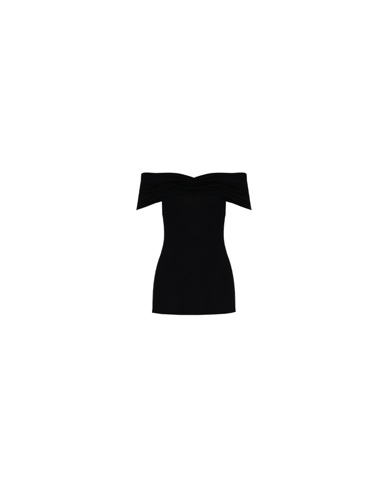 JIL OFF-SHOULDER TOP BLACK | Off-shoulder top designed in a slinky mid-weight knit. The off-shoulder detail is gathered to create shape.
