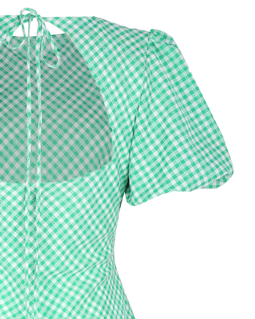 green emerald velvet dress KENDALL GINGHAM MINI DRESS GREEN GINGHAM