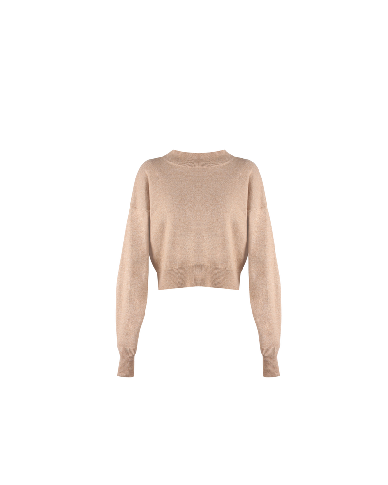 KENZIE SWEATER CAMEL | Relaxed fit sweater with a high neckline with ribbed trims. Crafted in a sumptuous merino and cashmere blend that is both soft and breathable, this sweater makes the perfect versatile...