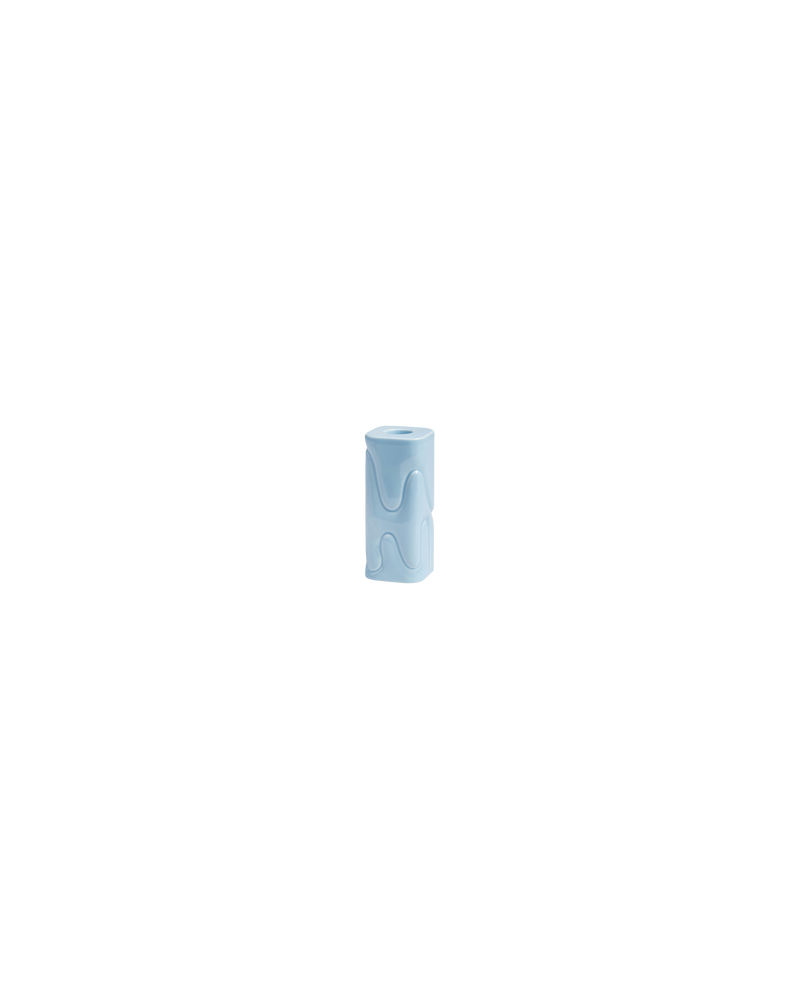 PUFFY CANDLE HOLDER BLUE | Blue rectangle candle holder designed in a 'puffy' wavy texture. Adds a pop of colour to any interior and is sturdy to ensure your candle is secure whilst burning.