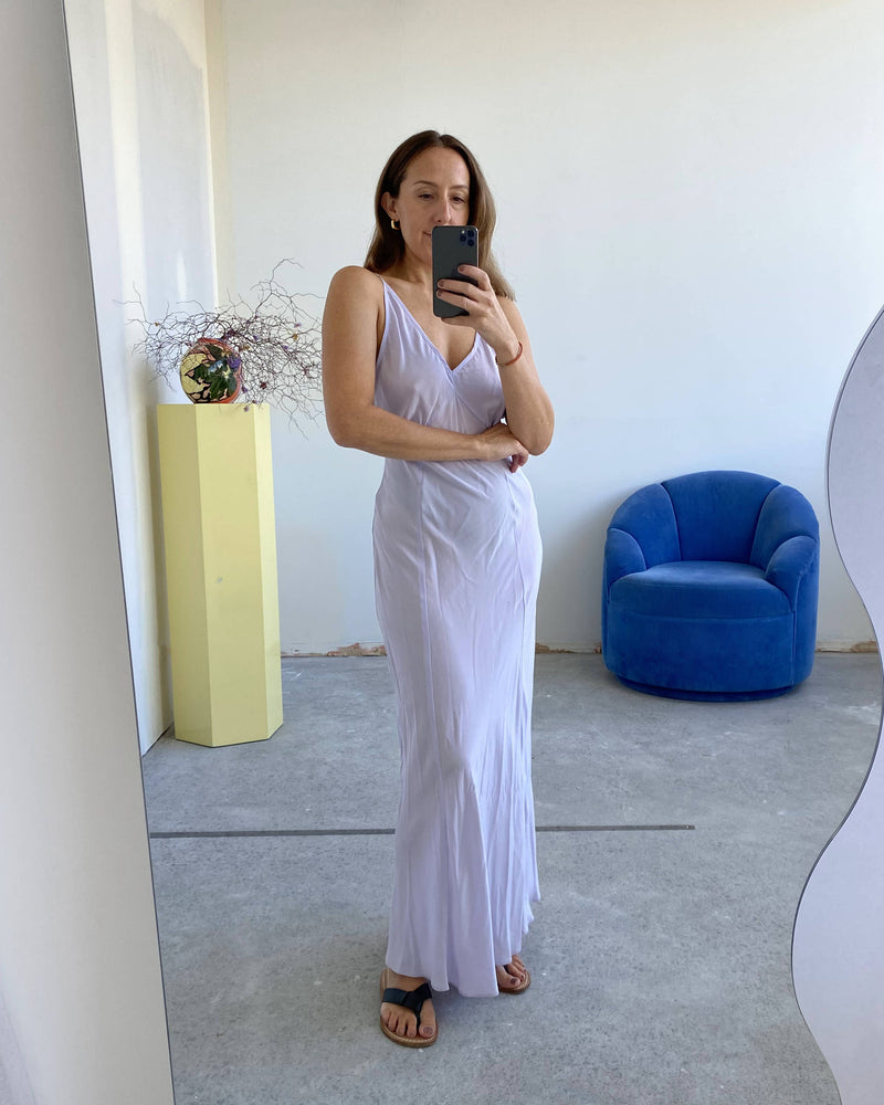 RSR SAMPLE 3275 PANNELED SLIP DRESS | RUBY Sample Panneled Slip Dress in lilac. Size 8. One available. Deanna usually wears a size 8.