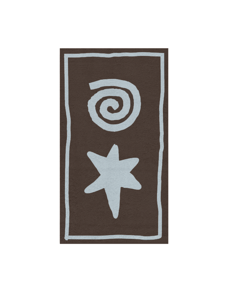 BEACH TOWEL LUCKY STAR | Our very own RUBY beach towels! Imagined in a brown and blue colour way, in a star and spiral design.