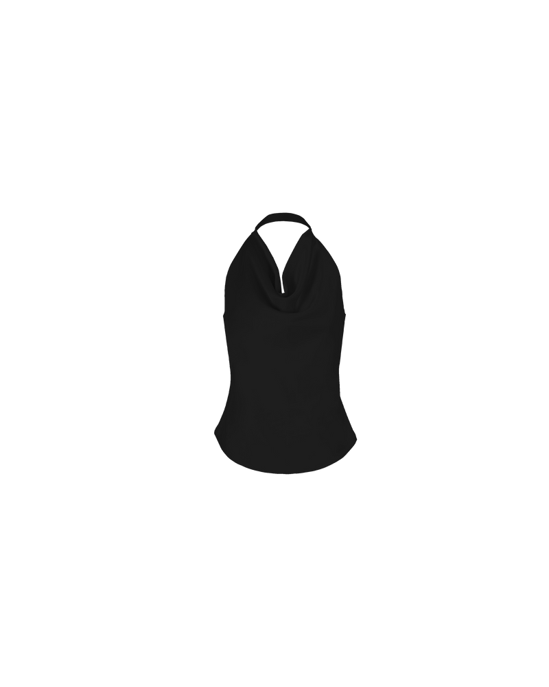 BENTEN HALTER TOP BLACK | The Benten Halter Top is a bias cut cowl top with a fitted facing underneath to support the bust.