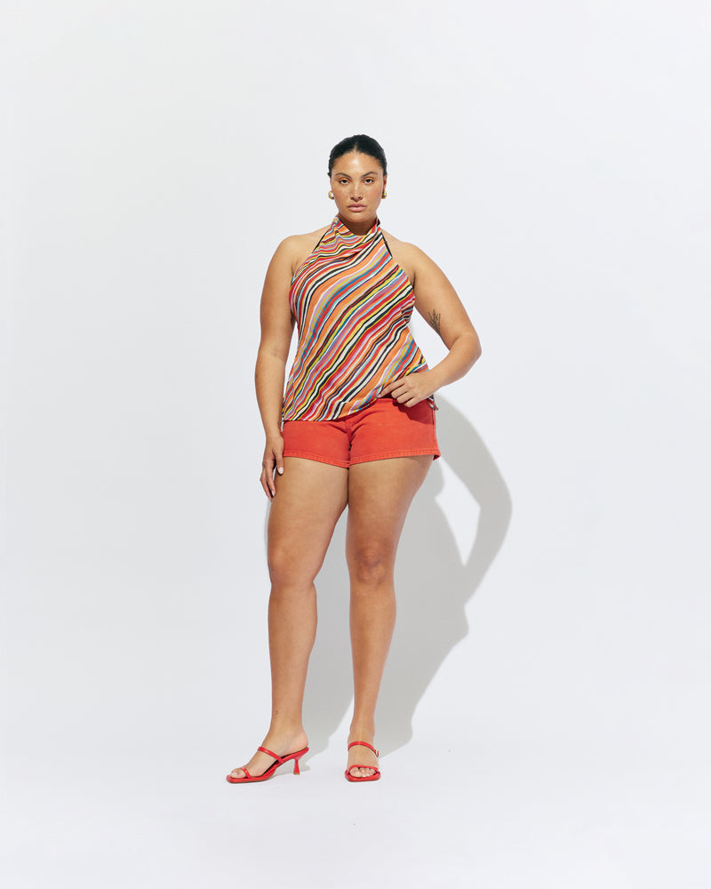 BLINK MICRO SHORT RUST | Micro shorts designed in our rust denim, with a low-rise fit, 5-pocket design and zip fly. An easy summer throw-on short that pairs perfectly with a classic white tee, or lean into the bright colours by pairing it with our...