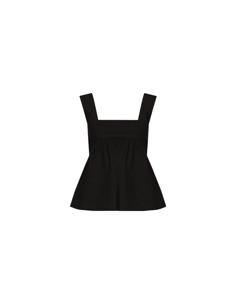 MARGIE TIE-BACK TOP BLACK | Cotton sleeveless top with a square band at the bust. Features a bow tie detail at the back and a cut-out, the cutest summer top worn with your favourite denim.