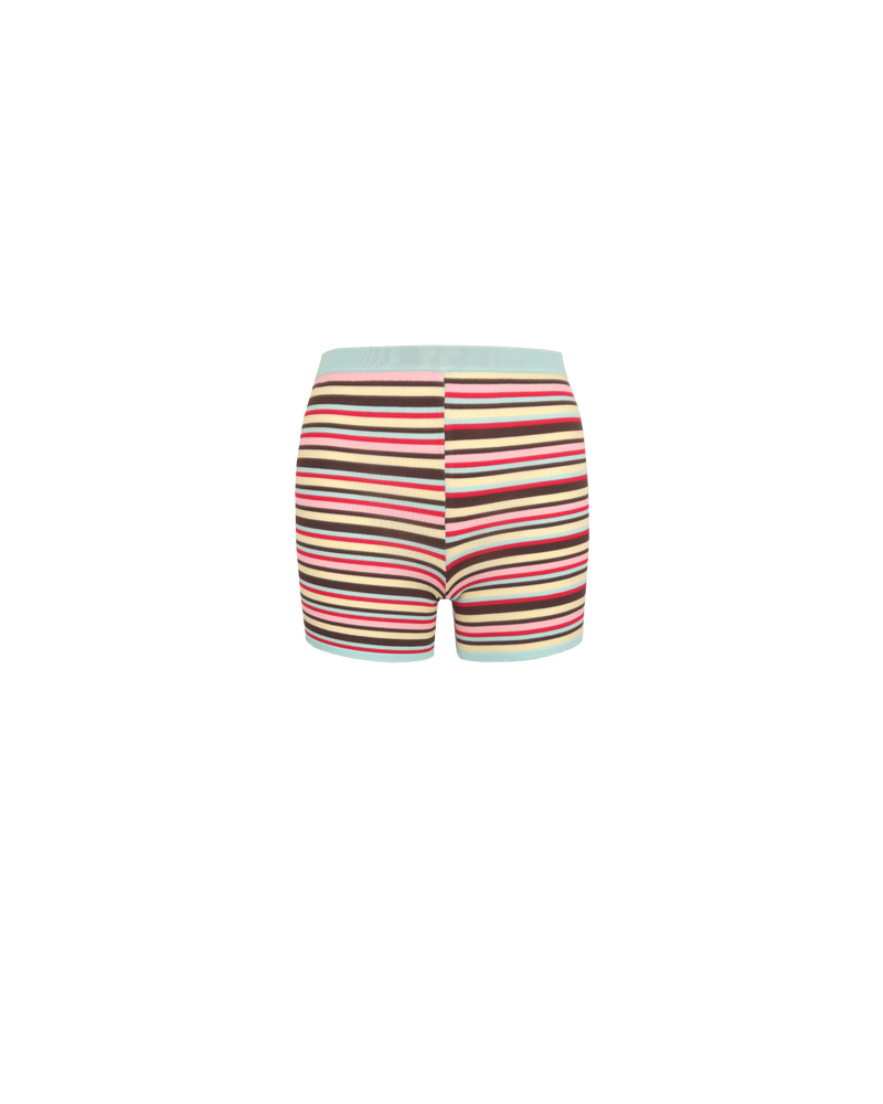 MARLA SHORTS CANDY STRIPE | Knitted booty shorts, designed in a candy striped viscose knit. These shorts pair with our Emma Knit Top or look great with a big t-shirt and boots.