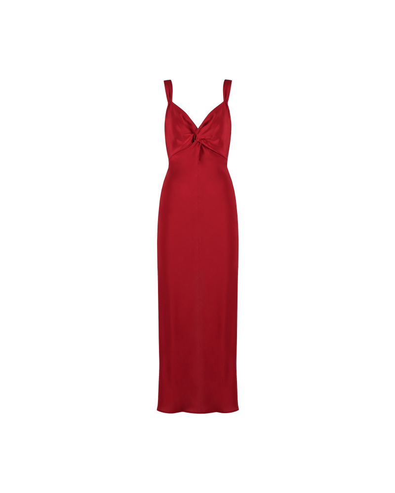 MAUDE SILK SLIP STRAWBERRY | Bias cut slip dress with a twisted bodice forming a V neckline and wide shoulder straps, in a fresh strawberry silk. With a seam detail under the bust, this piece...