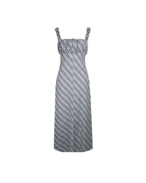 MICKEY MAXI DRESS NAVY YELLOW TARTAN