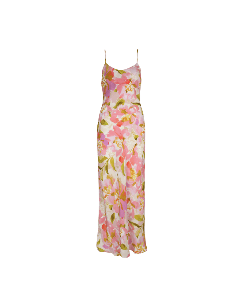 MORGAN SILK SLIP BALLET FLORAL | Made from 100% silk, Morgan features adjustable straps, a bias cut, and a waist tie to cinch in the waist if desired. Designed in our RUBY Ballet Floral.