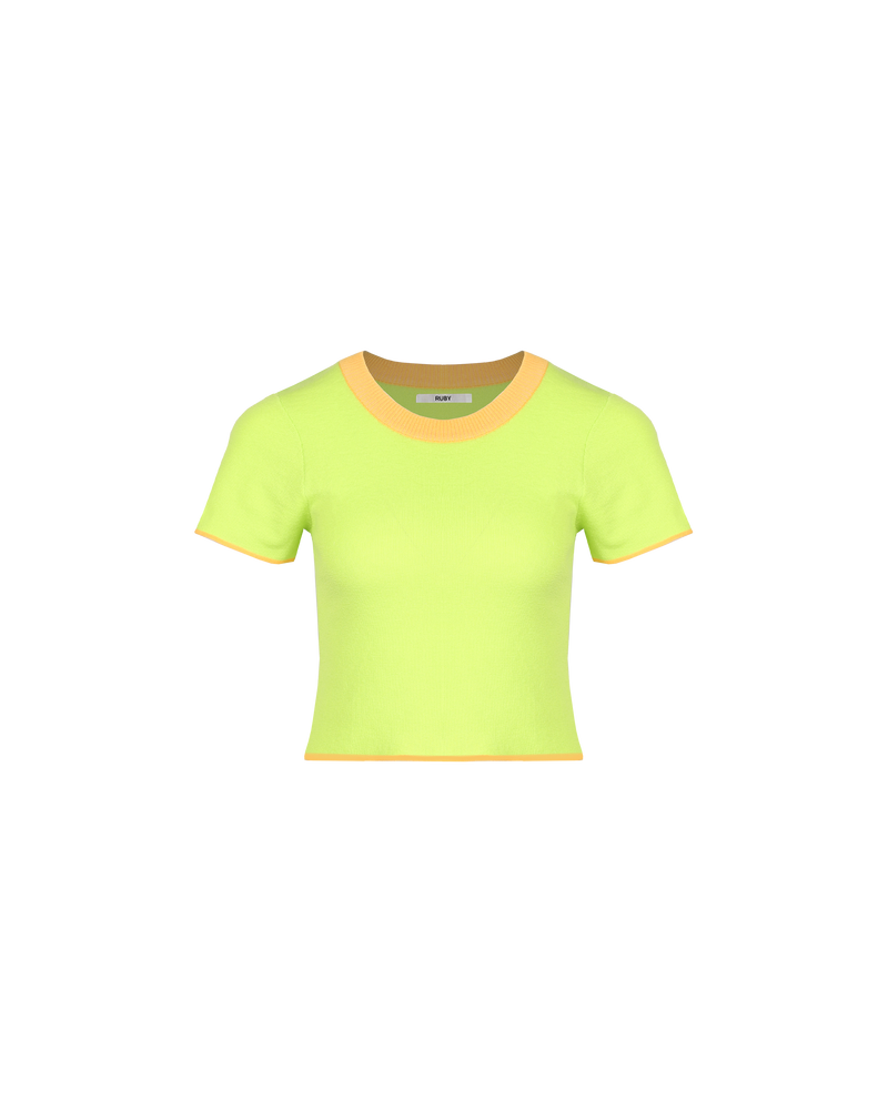 NIXON BABY TEE LIME | Knitted baby tee designed in a contrast lime and orange colourway. Add a pop of colour to your wardrobe with this staple t-shirt.