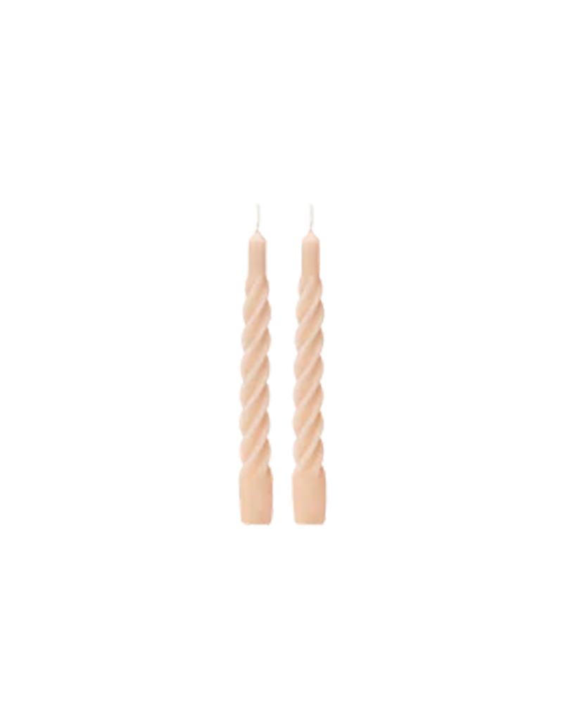  SET OF TWO TWISTED CANDLES NUDE