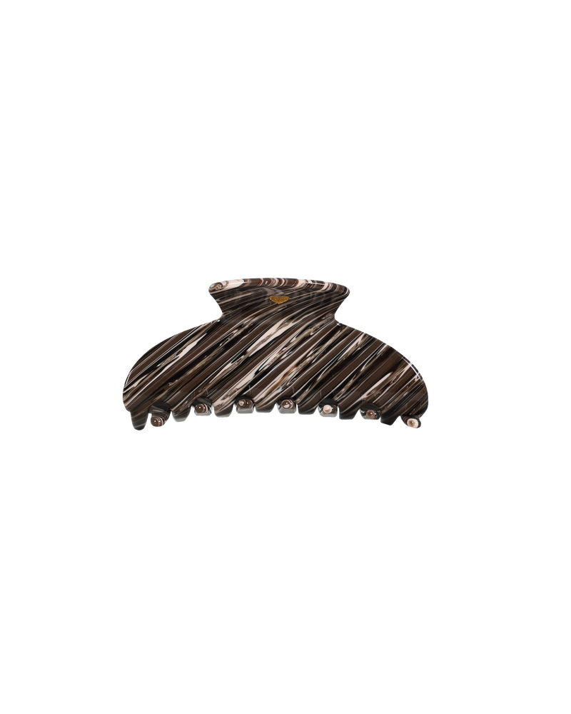 PALOMA HAIR CLAW BROWN STRIPE | Brown stripe hair claw, this is a staple accessory for summer - perfect for beach hair. Holds half a head of hair and comfortable enough to wear from morning to...