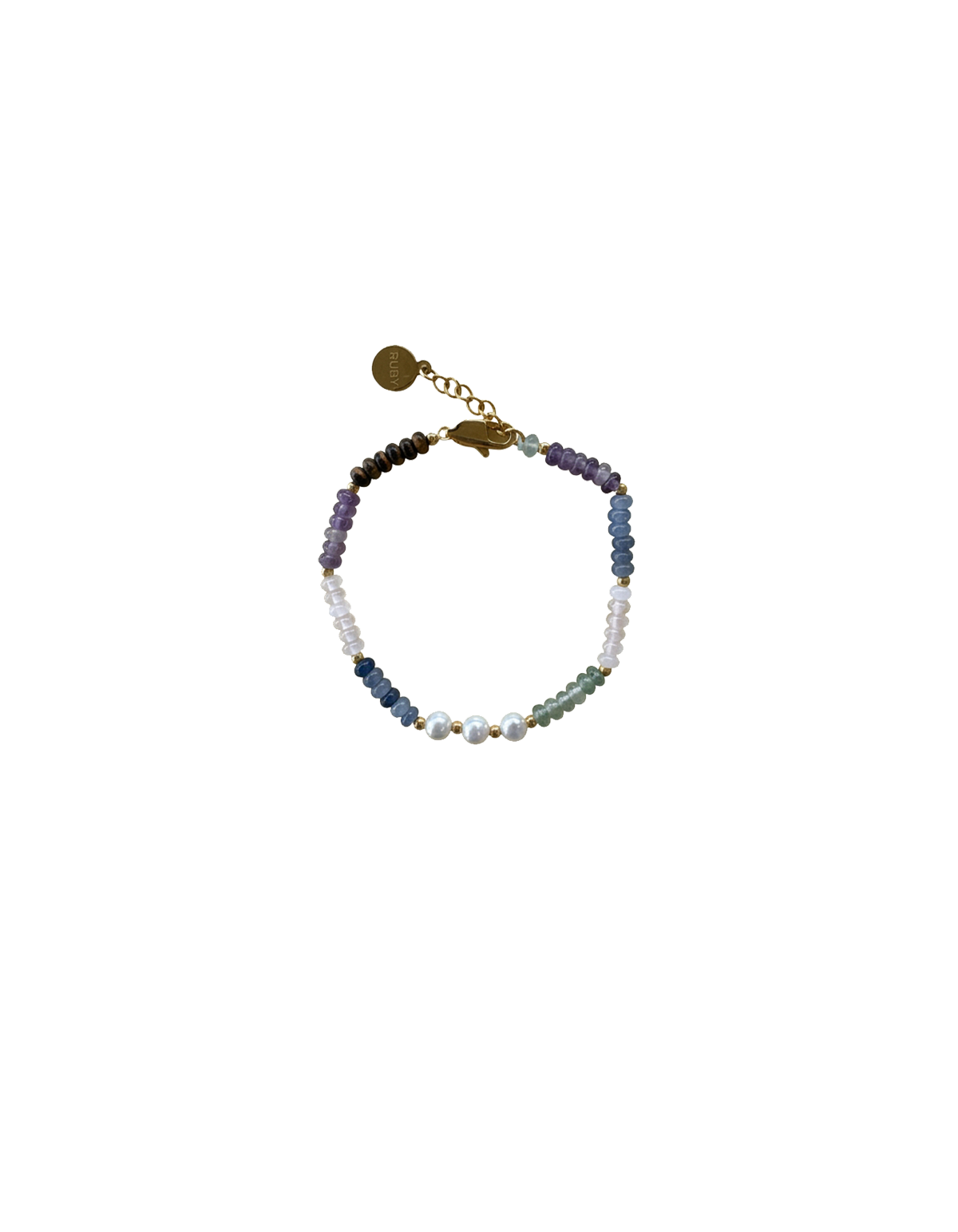 PEARL BEAD BRACELET PEARL | Dainty bracelet designed with a mix of natural beads, in quartzite jade, amethyst, tigers eye, rose quartz and freshwater pearls. An effortless summer piece.