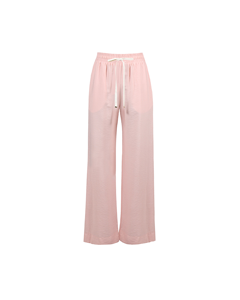 CORVETTE TROUSER PINK | The Corvette Trouser is a sporty high-waist pant with wide-leg silhouette. It features two side pockets and contrast racing stripes down the sides. It has an elasticated waist band and...