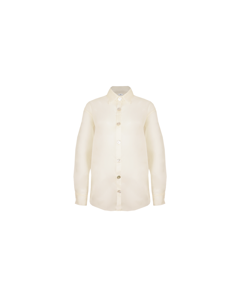 POPPY ORGANZA SHIRT IVORY | Long sleeve silk organza shirt designed with feature shell buttons. This staple layering piece is versatile in that it can be worn under a bodice, worn with a feature bra or...