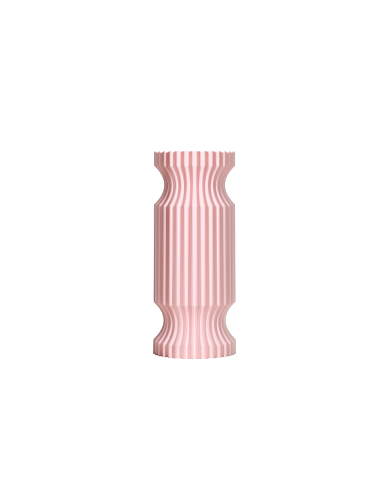  DOUBLE VASE IN PINK | A pale pink 3D printed vase made from fermented plant starches also known as PLA. These vases are not only functional but are also better for the planet.