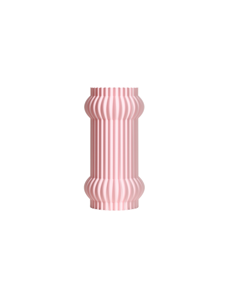 DOUBLE VASE OUT PINK | A pale pink 3D printed vase made from fermented plant starches also known as PLA. This vase is not only functional but also better for the planet.