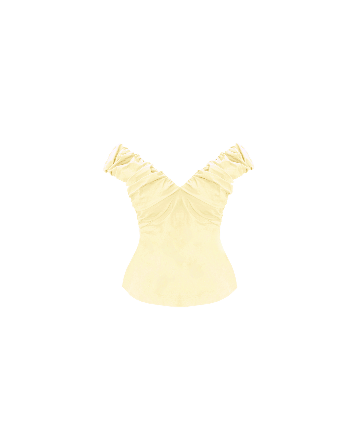 RAQUEL TOP BUTTER | Crafted in a butter organic cotton fabric with ruched detailing at the bust, this top can be worn on or off the shoulder. The tailored fit is designed to sit close to your body without feeling too tight. 