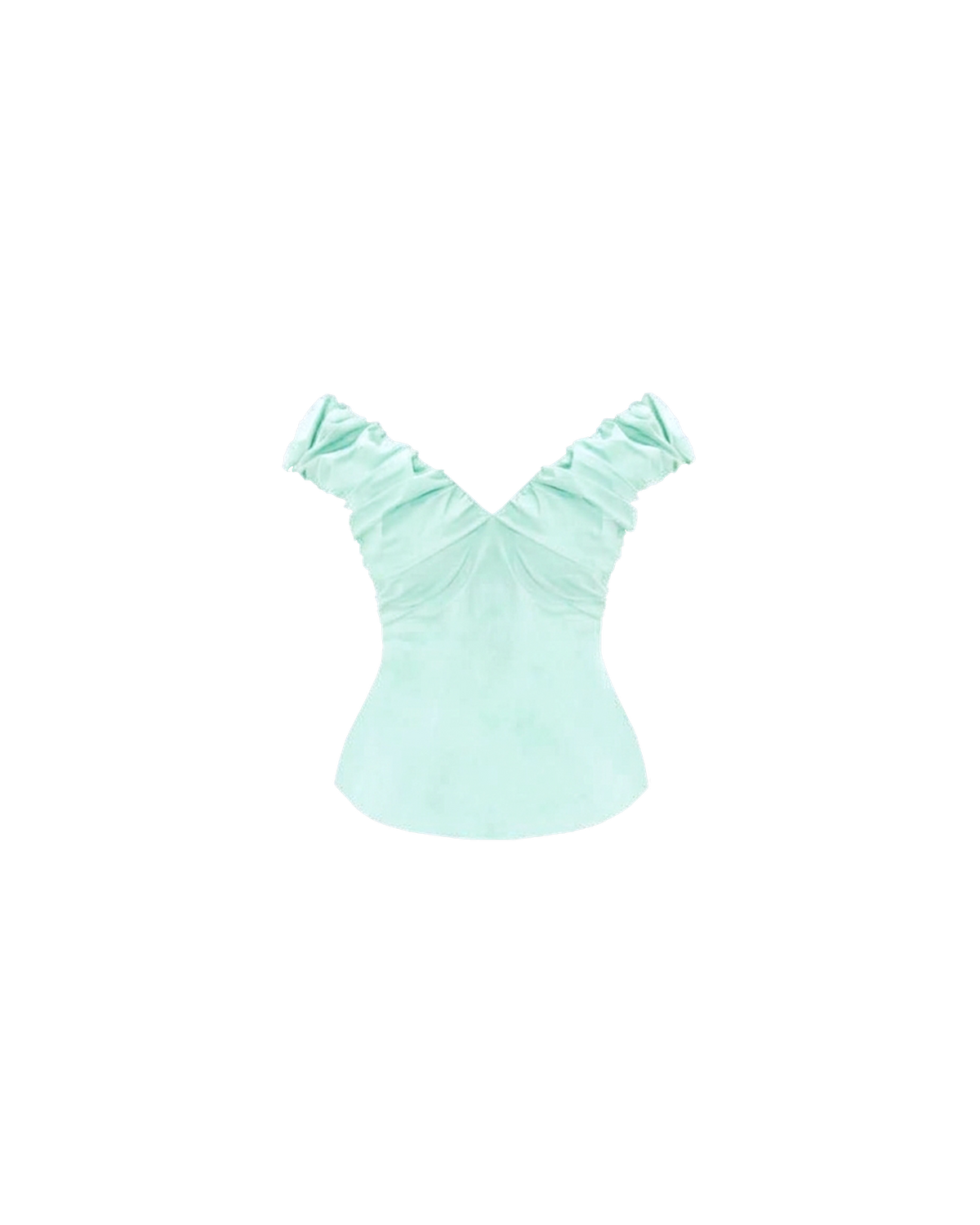 RAQUEL TOP MINT JULEP | Crafted in a mint julep organic cotton fabric with ruched detailing at the bust, this top can be worn on or off the shoulder. The tailored fit is designed to sit close to your body without feeling too tight. Make...