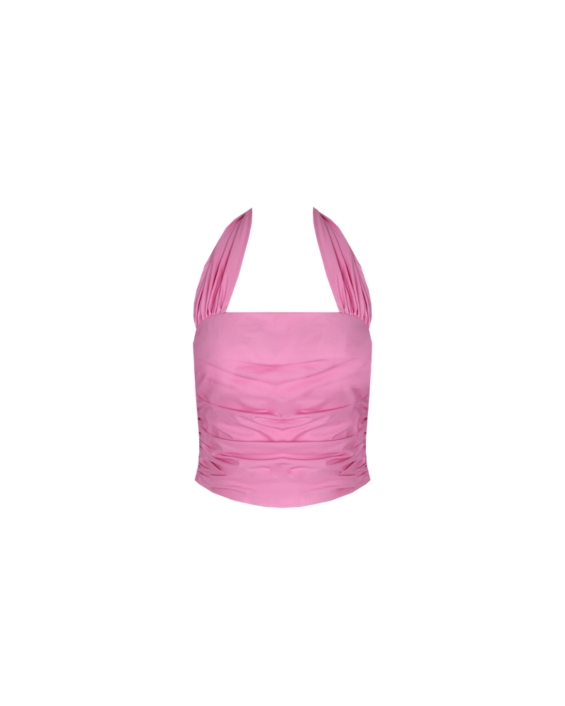REMI BODICE ORCHID | 
Cotton halter bodice with a straight neckline imagined in orchid pink. Features ruching down the side seams which creates pleats across the body.
