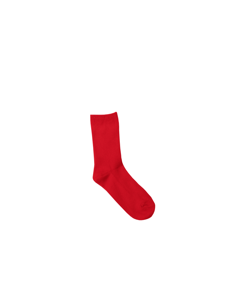 RINA SOCK CHERRY RED | Plush mid-calf socks designed in our Rina ribbed knit.
