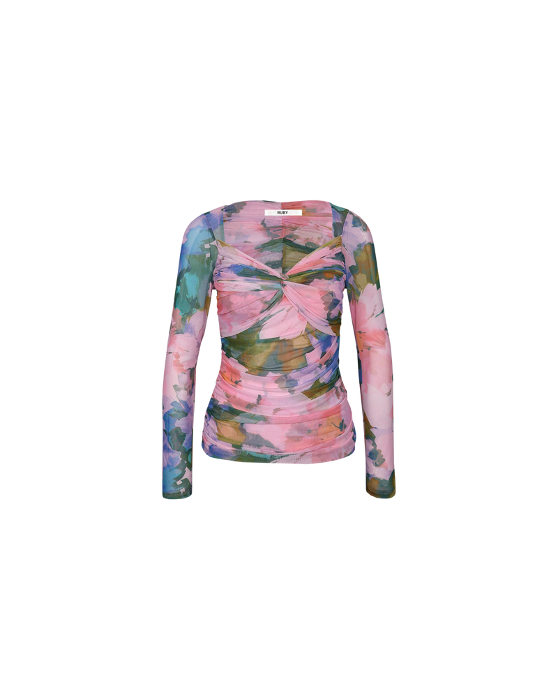 RIO MESH LONG SLEEVE DREAM FLORAL | 
Mesh long sleeve top with a feature twist detail at the bust in our dream floral print. Ruching and the twist detail creates texture throughout.