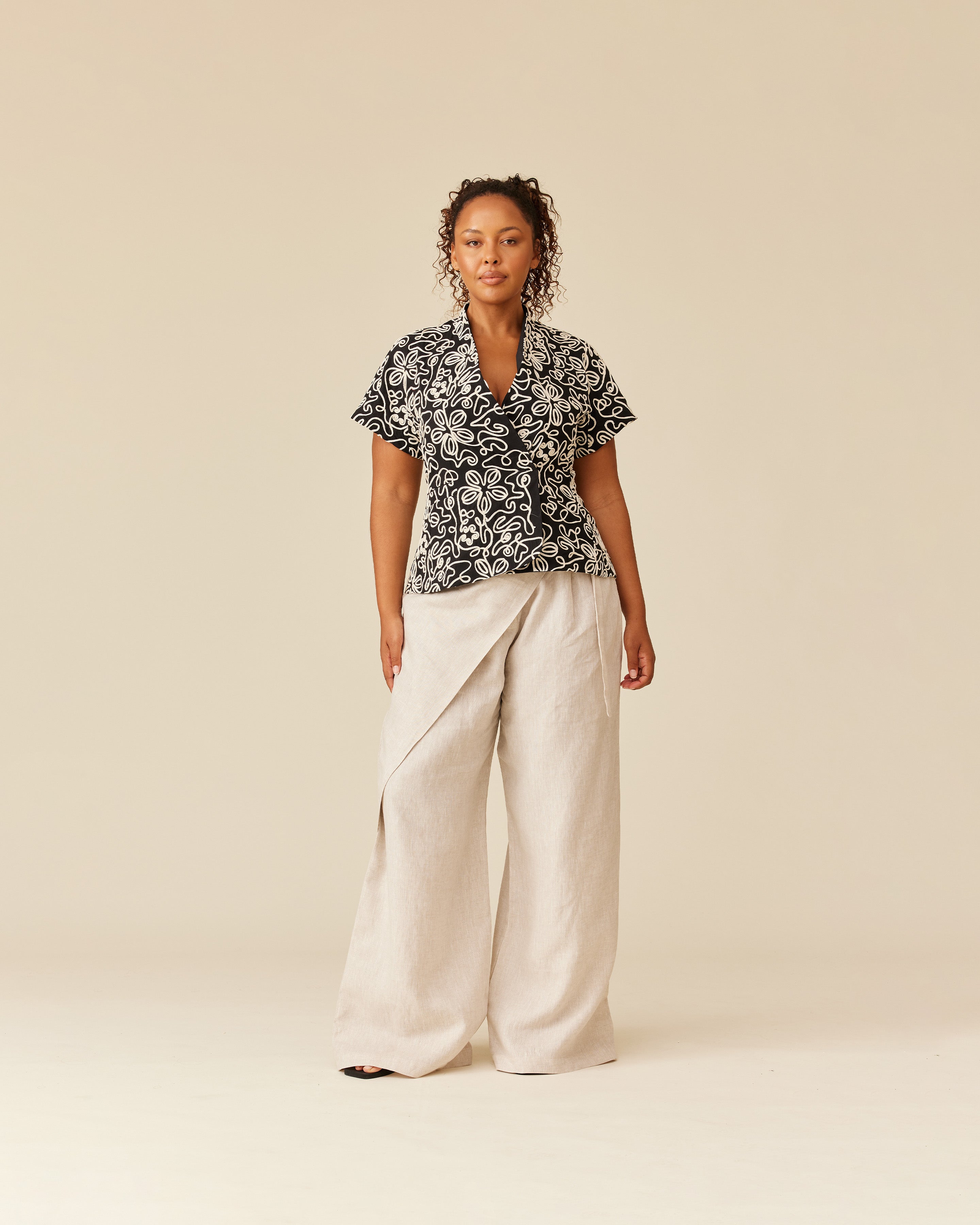 SASHA LINEN WRAP PANT NATURAL | RUBY