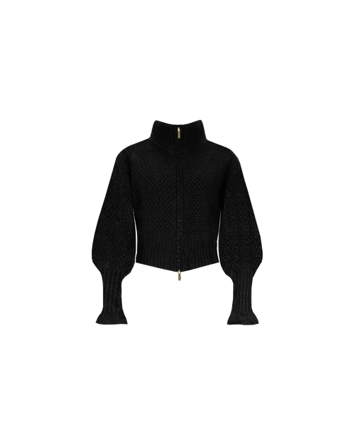 MATILDA ZIP CARDIGAN BLACK | RUBY