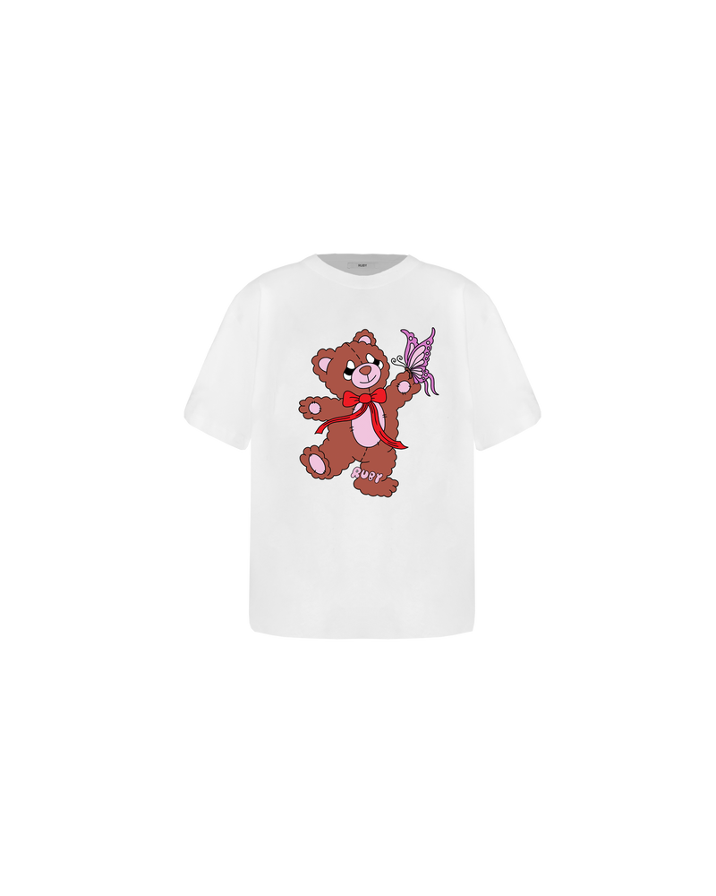 RUBEAR T-SHIRT TEDDY BEAR | Boxy fit cotton t-shirt with a feature RUBEAR design screen printed on the front, in celebration of our Resort 2024 artist collaboration with Shelly Botticelli.