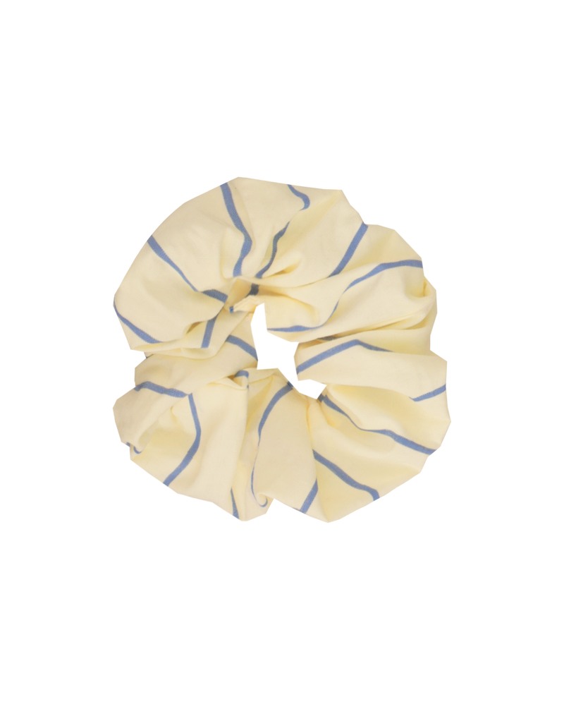 SABRINA SCRUNCHIE BUTTER NAVY STRIPE | Small scrunchie made from the offcuts of our Resort 24 collection.