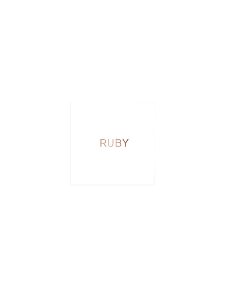 LARGE GIFT BOX - WHITE | The RUBY Gift Box is a collapsible box for gifting. It features a rose gold RUBY logo on the top and top flap with magnetic snap closure.  The box has...