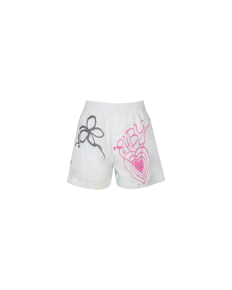RYDER SHORT RYDER PRINT | An ode to our much-loved collab with artist Ryder Jones. Boxer-style cotton shorts with printed Resort 23 graphics. The perfect summer short.