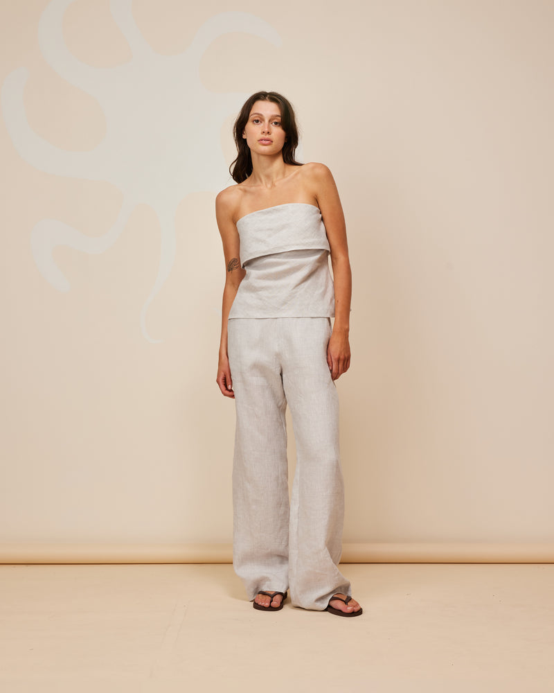  FIREBIRD LINEN PANT GREY MARLE | A Rubette favourite, classic highwaisted pant with a straight leg silhouette in a grey marle linen. An effortless and versatile piece perfect for work and beyond.