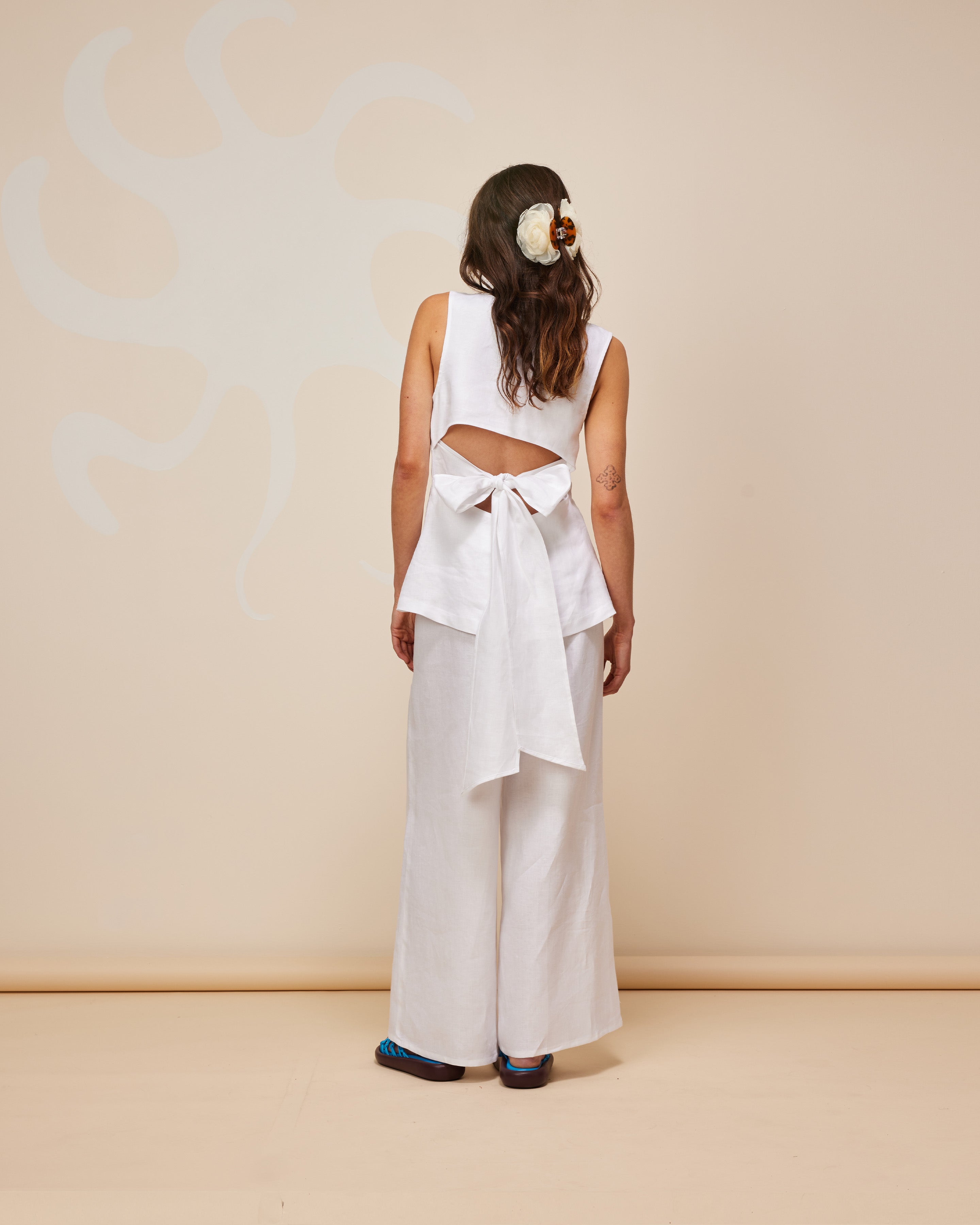 ANDIE LINEN PANT WHITE | RUBY