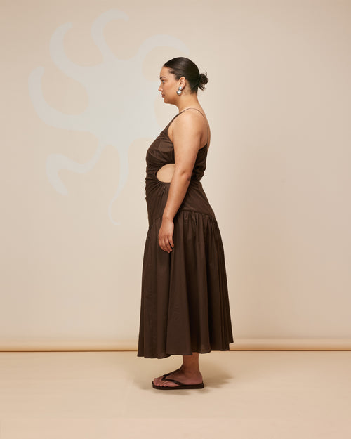 BETTINA CUT OUT DRESS CHOCOLATE