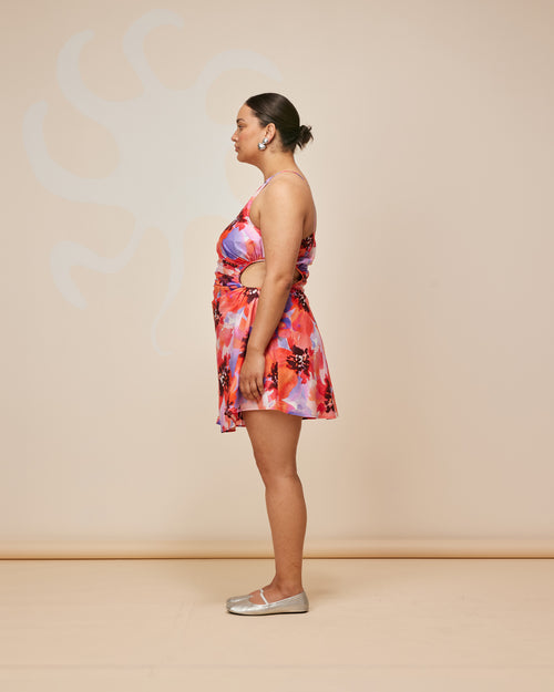 bettina mini dress CUT OUT POPPY FLORAL Item runs small Farm Rio Blossom Tapestry Color:Pacific Navy/Natural White kimono_wrap