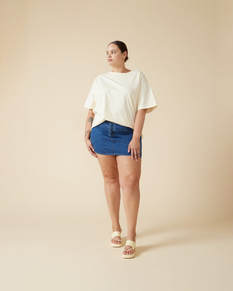 VANILLA T-SHIRT CREAM | This tee will fast become your go-to, with its boxy-fit and on the hip length. Designed in a super soft brushed cotton knit.