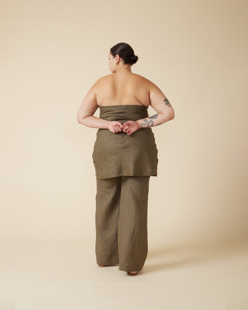AVA LINEN MINI DRESS KHAKI