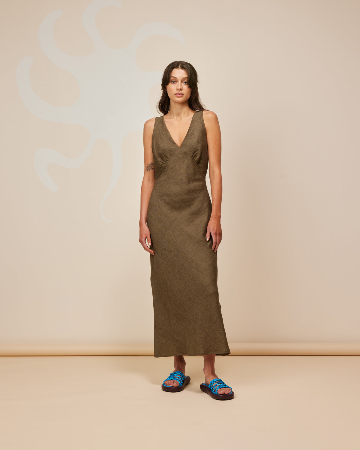 ESME LINEN SLIP DRESS KHAKI | RUBY ESME LINEN SLIP DRESS KHAKI | RUBY