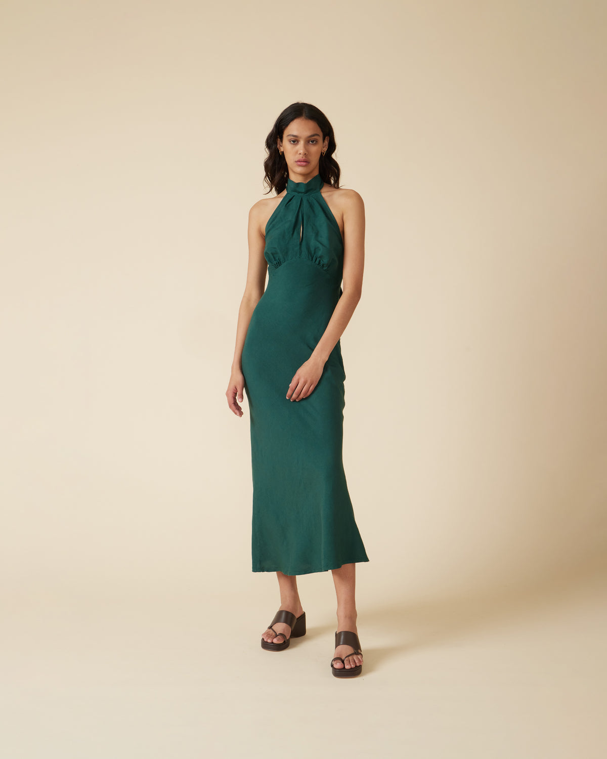 GIGI LINEN HALTER DRESS EMERALD | RUBY GIGI LINEN HALTER DRESS EMERALD | RUBY