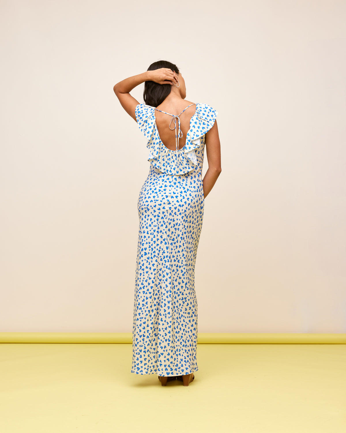 HAZEL RUFFLE DRESS BLUE SCATTER HEARTS | RUBY HAZEL RUFFLE DRESS BLUE SCATTER HEARTS | RUBY