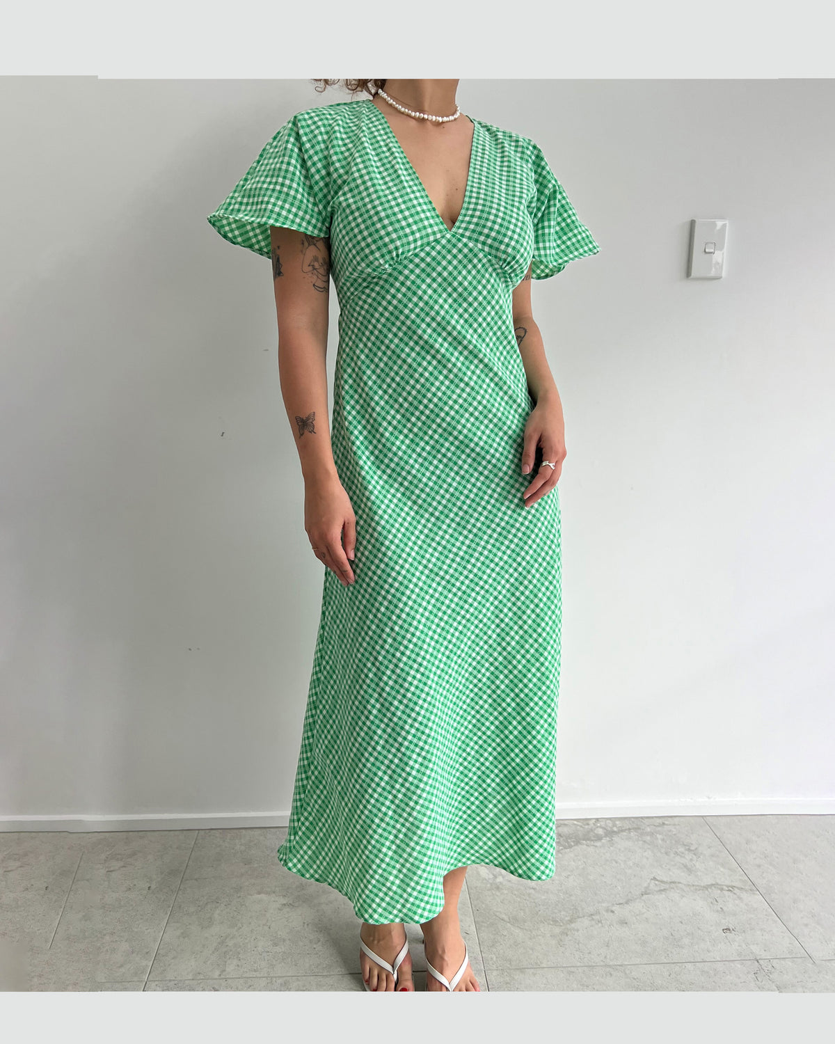 HONEY MIDI DRESS GREEN GINGHAM | RUBY HONEY MIDI DRESS GREEN GINGHAM | RUBY