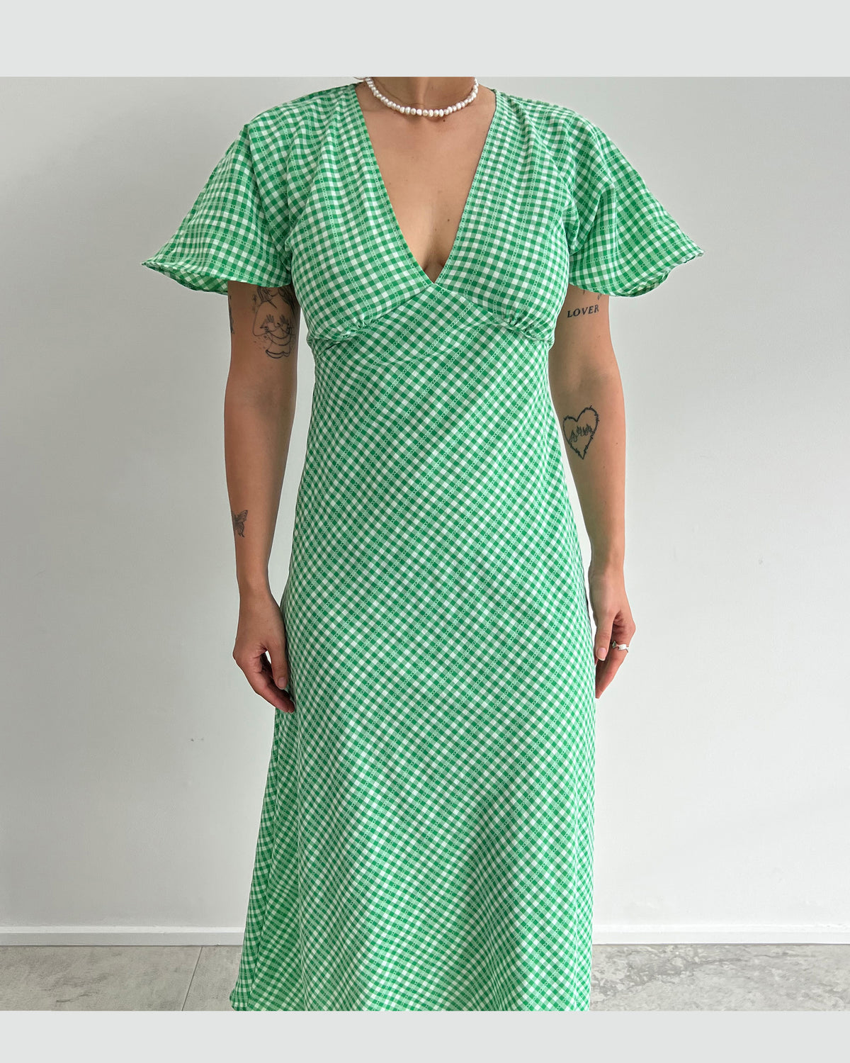 HONEY MIDI DRESS GREEN GINGHAM | RUBY HONEY MIDI DRESS GREEN GINGHAM | RUBY